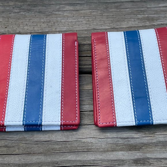 Multicolor Men Wallet US Flag Bifold Cardholder Handmade Genuine Leather Men Pur - Picture 3 of 12